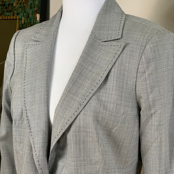 Classiques Entier Size 6 Wool Blend Stitched Blazer Jacket Gray Office Career - Picture 3 of 10